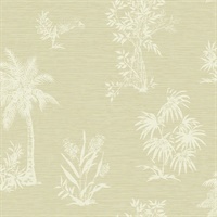 Beige & Cream Commercial Tropical Palms Floral Wallcovering