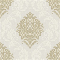Beige & Cream Damask Commercial Wallcovering