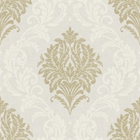 Beige & Cream Damask Commercial Wallcovering