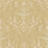 Beige, Cream & Gold Damask Commercial Wallcovering