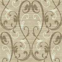 Beige Damask Commercial Wallcovering