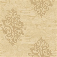 Beige Damask Commercial Wallcovering