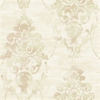 Beige Damask Commercial Wallcovering