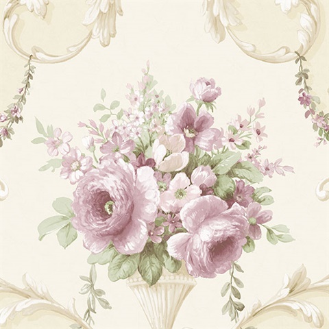 Beige Floral Acanthus Scroll