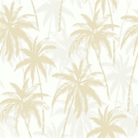 Beige, Grey & White Commercial Palm Trees Wallcovering