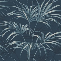 Black & Blue Commercial Open Palm Leaf Wallcovering