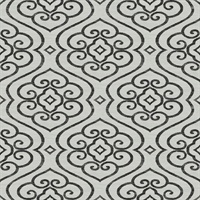 Black & Metallic Silver Damask Commercial Wallcovering