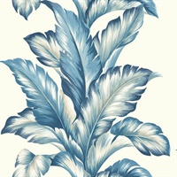 Blue Commercial Big Leaf Wallcovering