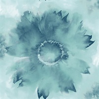 Blue Commercial Watercolor Sunflower Wallcovering