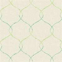 Blue, Green & White Commercial Lattice Wallcovering