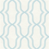 Blue & Off White Commercial Geometric Wallcovering