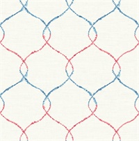 Blue, Red & White Commercial Lattice Wallcovering