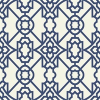 Blue & White Commercial Modern Geometric Lattice Wallcovering