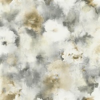 Brown, Gray & White Commercial Abstract Floral Wallcovering