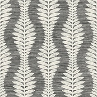 Vertical Ogee Leaf Stripe Charcoal