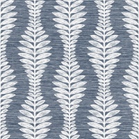 Vertical Ogee Leaf Stripe Midnight Sky