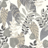 Charcoal, Stone & Daydream Gray Commercial Tropical Floral Wallcoverin