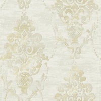 Cream, Beige & Taupe Damask Commercial Wallcovering