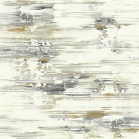 Cream, Gold & Grey Commercial Horizontal Splatter Wallcovering