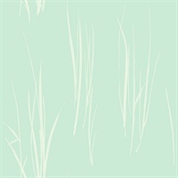 Cream & Green Commercial Windy Grasses Floral Wallcovering