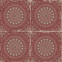 Cream, Grey & Burgundy Commercial Mandala Tribal Wallcovering