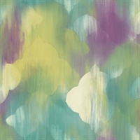 Cream, Yellow, Olive, Violet & Green Commercial Rainbow Clover Wallcov