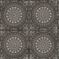 Dark Gray, Cream & Grey Commercial Mandala Tribal Wallcovering