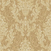 Gold & Beige Damask Commercial Wallcovering