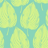 Green & Blue Commercial Large Leaf Wallcovering