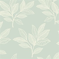 Green & Cream Commercial Paradise Leaves Wallcovering