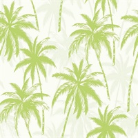 Green, Grey & White Commercial Palm Trees Wallcovering