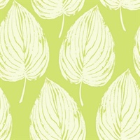 Green & White Commercial Large Leaf Wallcovering
