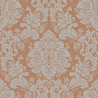 Grey &amp; Bronze Damask Commercial Wallcovering