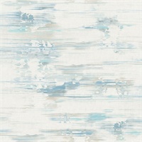 Grey, Cream & Blue Commercial Horizontal Splatter Wallcovering