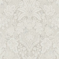 Grey & Cream Damask Commercial Wallcovering