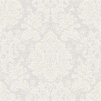 Grey & Cream Damask Commercial Wallcovering