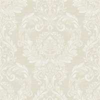 Grey & Cream Damask Commercial Wallcovering