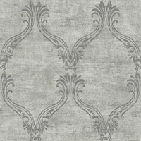 Grey Damask Commercial Wallcovering