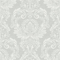 Grey Damask Commercial Wallcovering