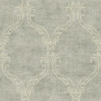 Grey Damask Commercial Wallcovering