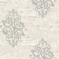 Grey Damask Commercial Wallcovering