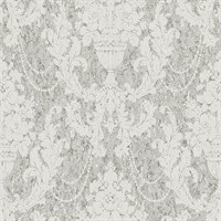 Grey Damask Commercial Wallcovering