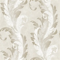 Grey Damask Commercial Wallcovering