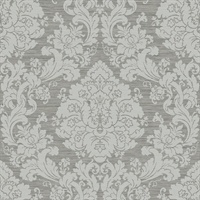 Grey Damask Commercial Wallcovering