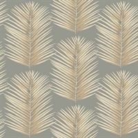 Grey & Gold Commercial Palm Leaves Wallcovering