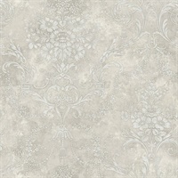 Grey & Neutrals Damask Commercial Wallcovering