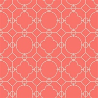 Grey & Red Commercial Lattice Geometric Wallcovering