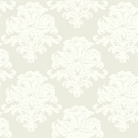 Grey & White Commercial Damask Wallpaper