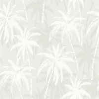 Grey & White Commercial Palm Trees Wallcovering