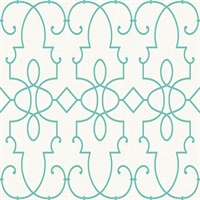 Ivory & Turquoise Commercial Ironwork Geometric Wallcovering